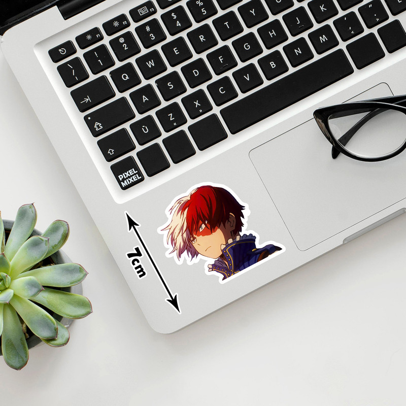 استیکر لپ تاپ پیکسل میکسل مدل My Hero Acadmia تودوروکی در باد ها