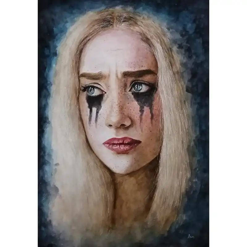 نقاشی آبرنگ طرح اشک