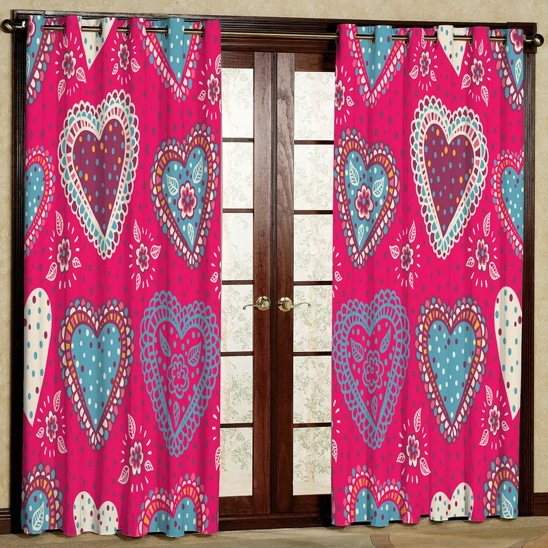   پرده مدل قلبی مخمل پانچی کد 2214 سایز 140x280 سانتی متر