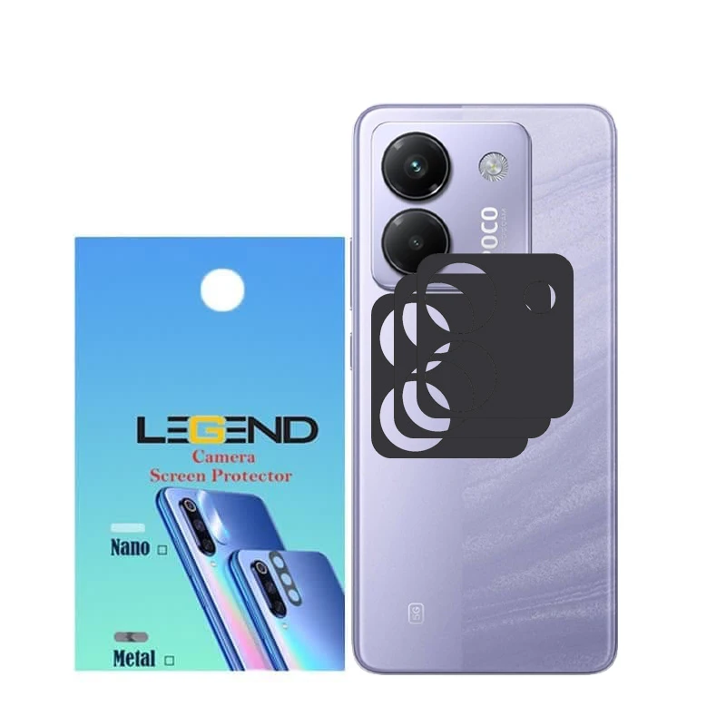 محافظ لنز دوربین لجند مدل قاب‌دار مناسب برای گوشی موبایل شیائومی Poco M7 Pro 5G بسته 3 عددی