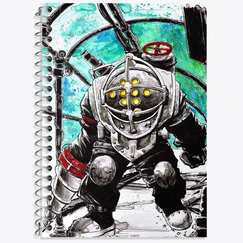 دفتر زبان 50 برگ خندالو مدل سه خط طرح بازی بایوشاک (Bioshock) کد 31341