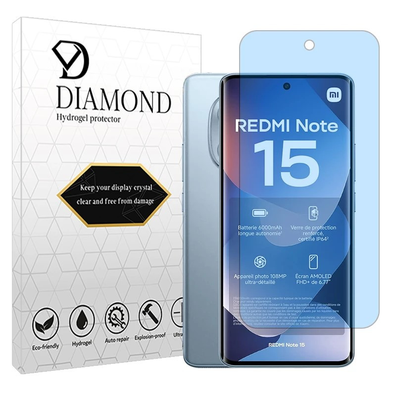 محافظ صفحه نمایش آنتی بلو دیاموند مدل هیدروژلی مناسب برای گوشی موبایل شیائومی Redmi Note 15 4G