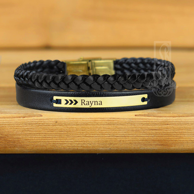 دستبند طلا 18 عیار مردانه لیردا مدل اسم راینا 202012