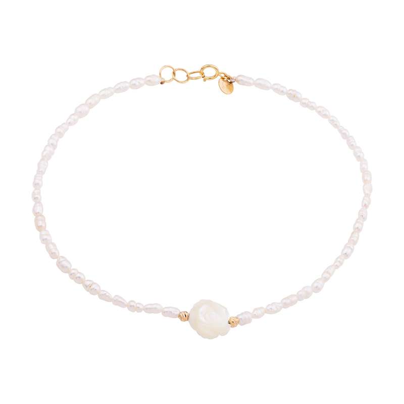 پابند طلا 18 عیار زنانه گالری شیدا مجد مدل البرنارد رز و مروارید ریز پابند طلا 18 عیار زنانه گالری شیدا مجد مدل البرنارد رز و مروارید ریز