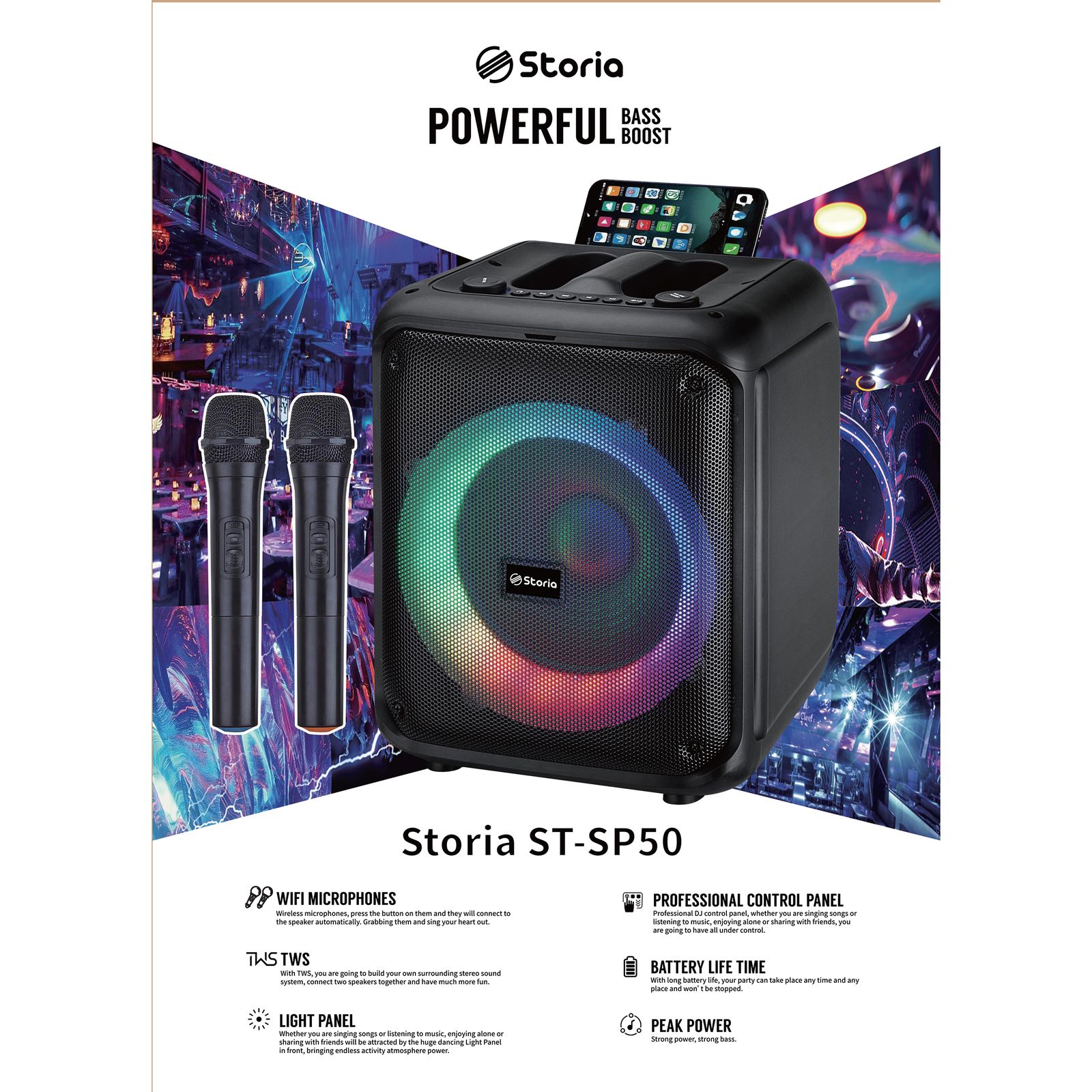 قیمت و خرید اسپیکر بلوتوثی قابل حمل استوریا مدل ST-SP50