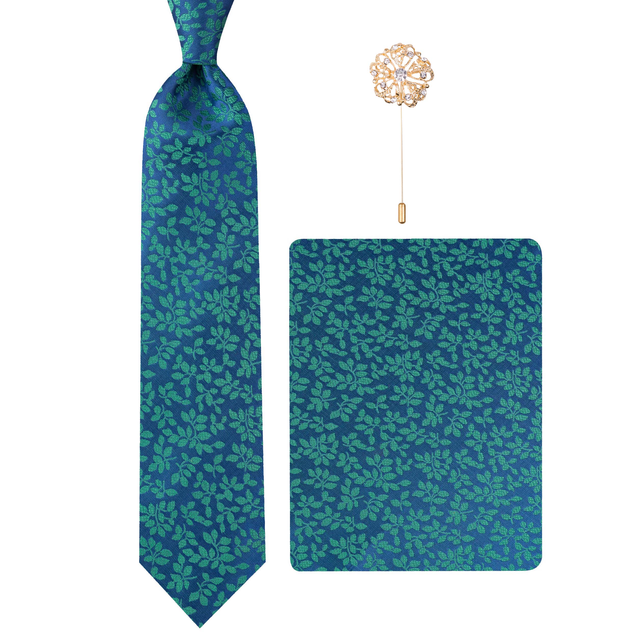 ست کراوات و دستمال جیب و گل کت مردانه مدل GF-F1263-GR 