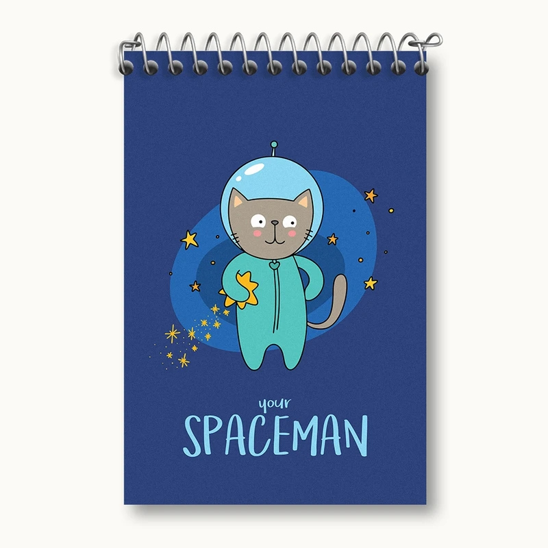 دفتر یادداشت 50 برگ خندالو مدل گربه فضانورد کد N806