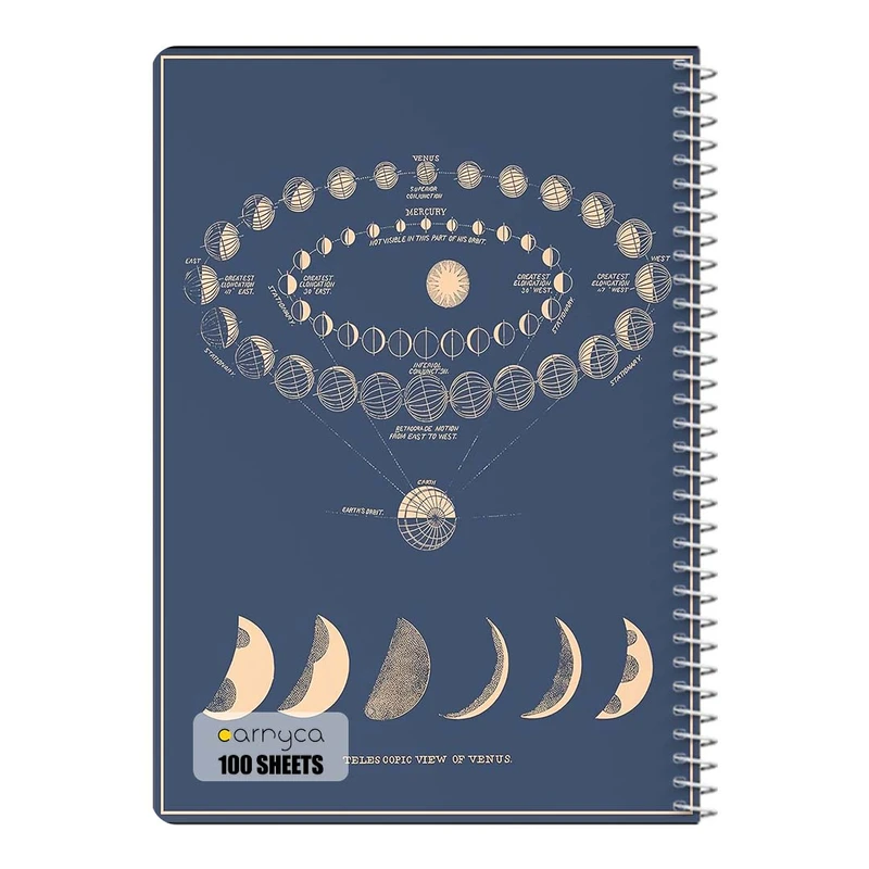 دفتر شطرنجی 100 برگ سیمی کارنیکا طرح روزنامه وینتج ماه Vintage Newspaper Moon کد 24109