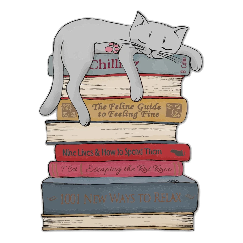 برچسب لپ تاپ پویا مارکت طرح گربه کتابخوان کد 470