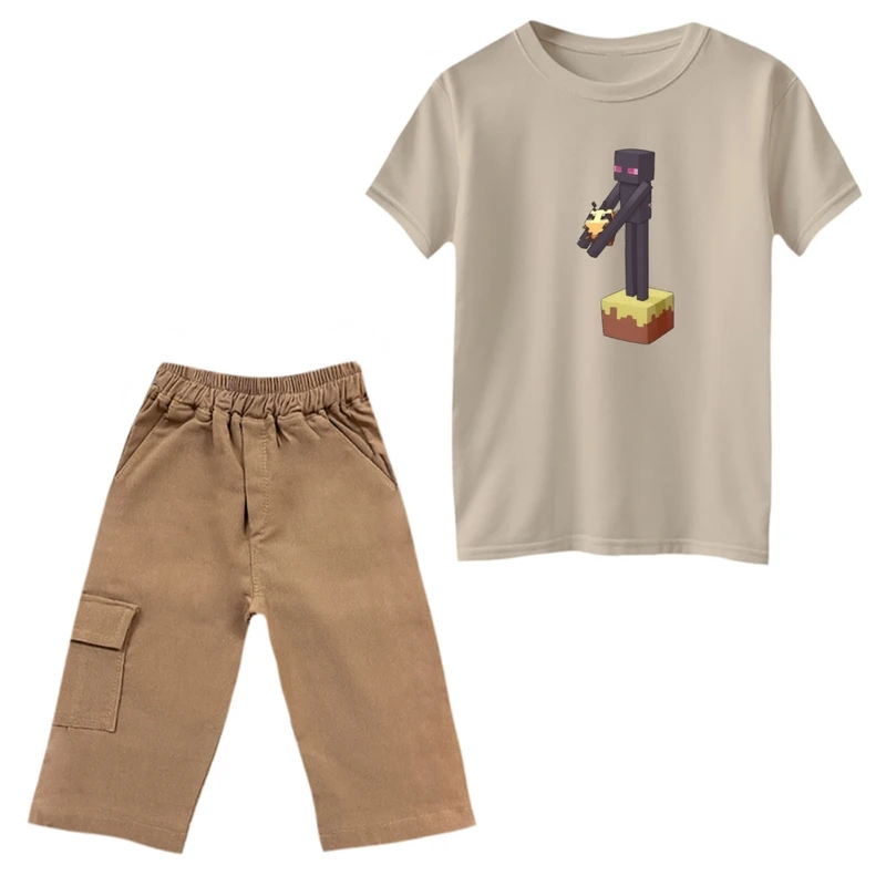 ست تی‌شرت و شلوارک پسرانه مدل ماینکرفت کد 10