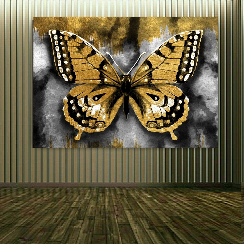 تابلو بوم طرح مخمل مدرن مدل پروانه کد AR30824