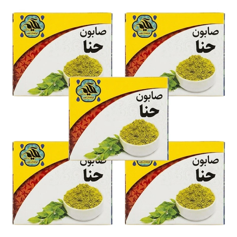 صابون شستشو ضد باکتری صورت و بدن حکیم مدل حنا مناسب برای انواع پوست وزن 50 گرم بسته پنج عددی