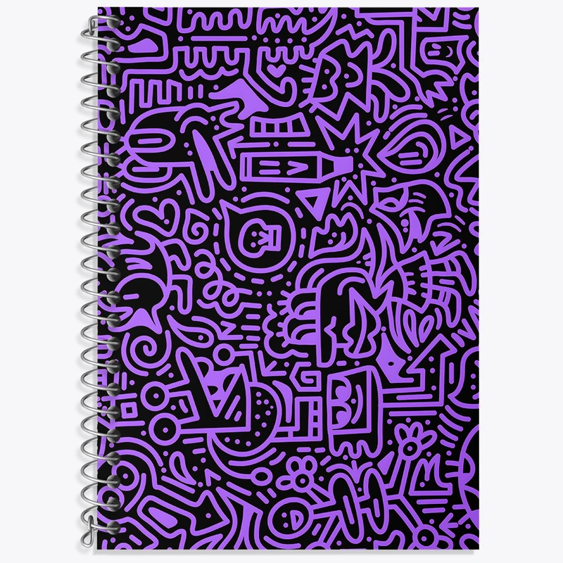 دفتر زبان 50 برگ خندالو مدل سه خط طرح Doodle Art کد N4044