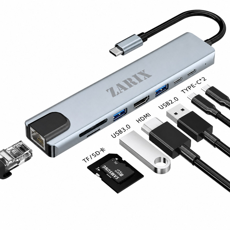 هاب ۸ پورت USB-C زاریکس مدل Z8 Plus 