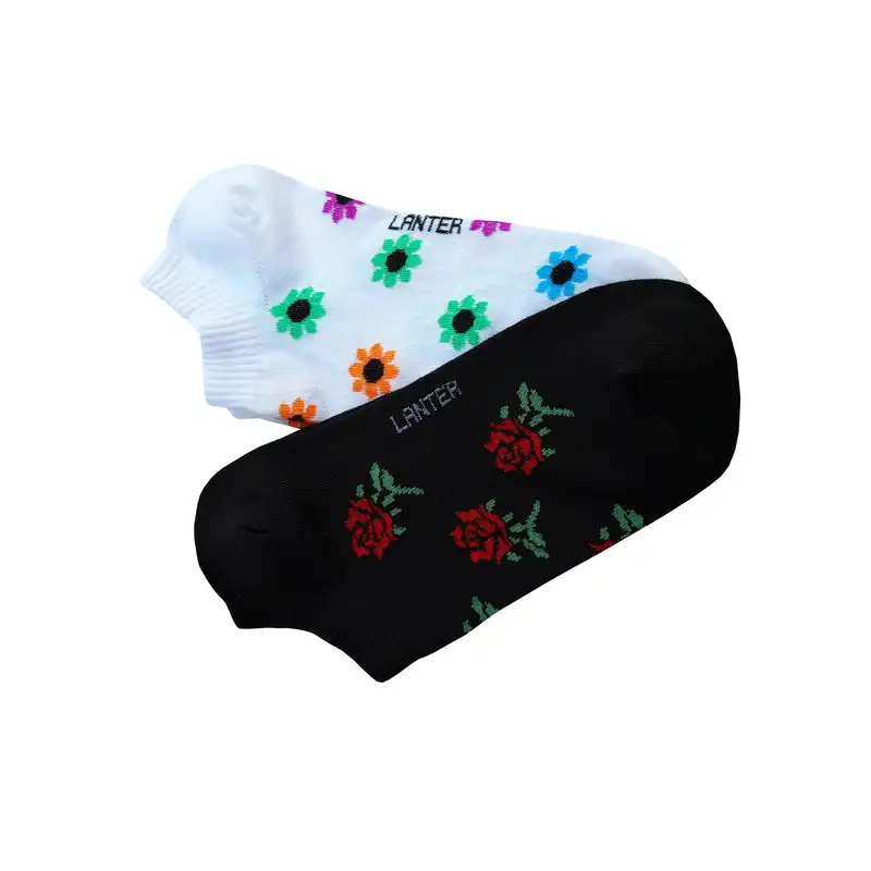 جوراب زنانه لنتر مدل 01 طرح گل مجموعه 4 عددی