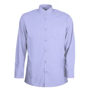 پیراهن آستین بلند مردانه مدل یقه دیپلمات رنگ یاسی