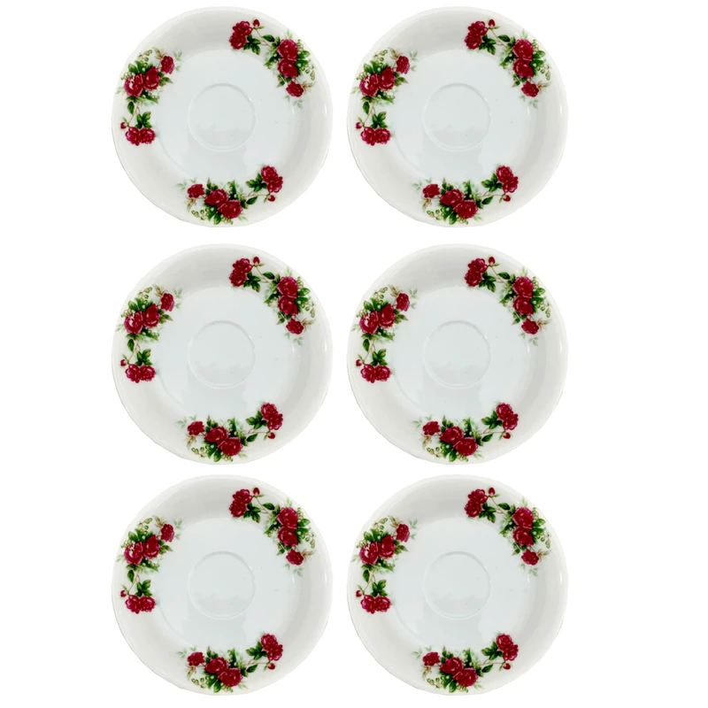 نعلبکی مرجان مدل گل سرخی کد 7200510191 بسته شش عددی