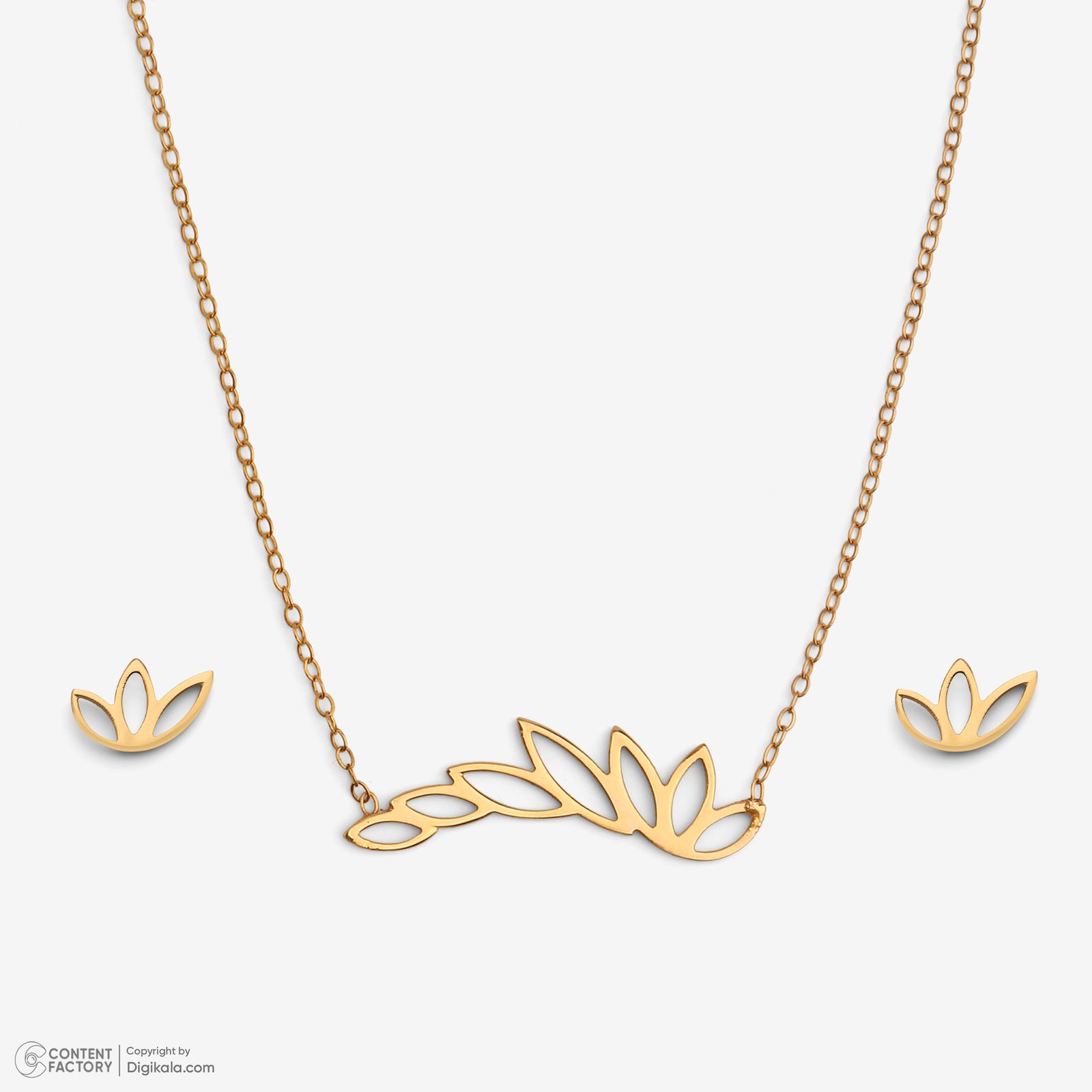 نیم ست طلا 18 عیار زنانه سایا گلد مدل شاخه 7 برگ ns3 -  - 2