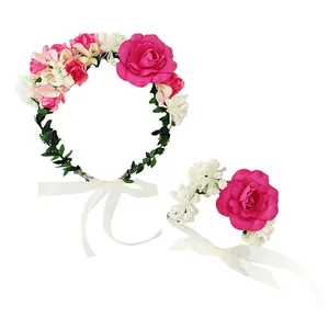 تاج مو دخترانه مدل شکوفه رز به همراه دستبند