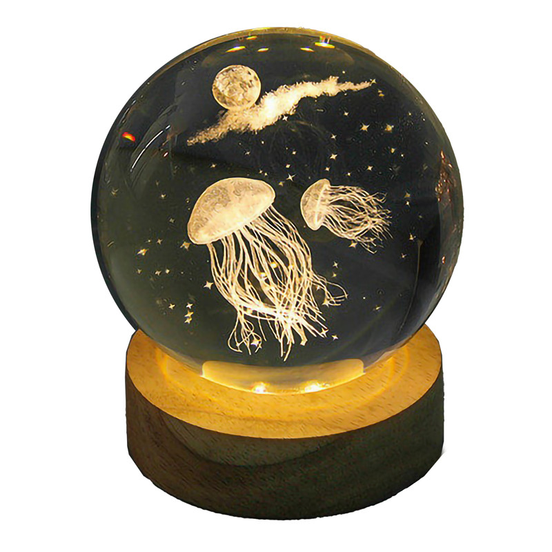 چراغ خواب مدل گوی کریستالی طرح عروس دریایی