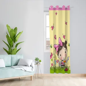 پرده مدل دختر و پروانه مخمل پانچی کد 4398 سایز 140x280 سانتی متر