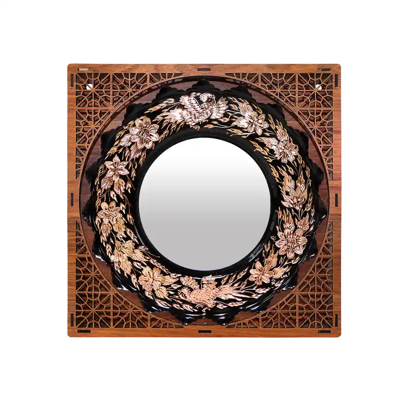 آینه مسی فاخر مدل الماس تراش کد 28d25