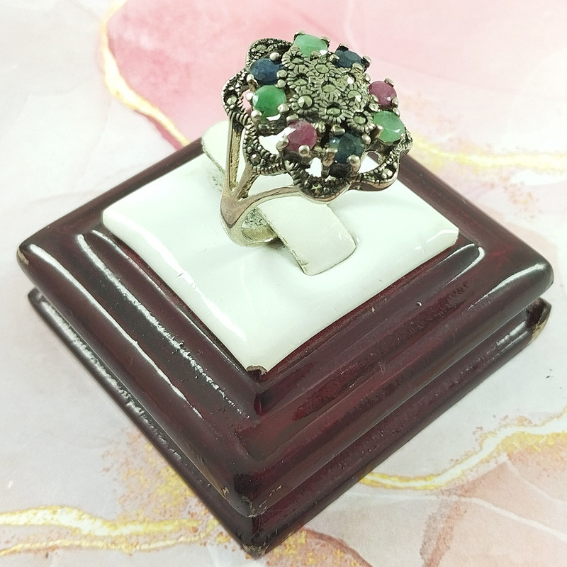 انگشتر نقره زنانه سلین کالا مدل سیاه قلم چند جواهر کد 140