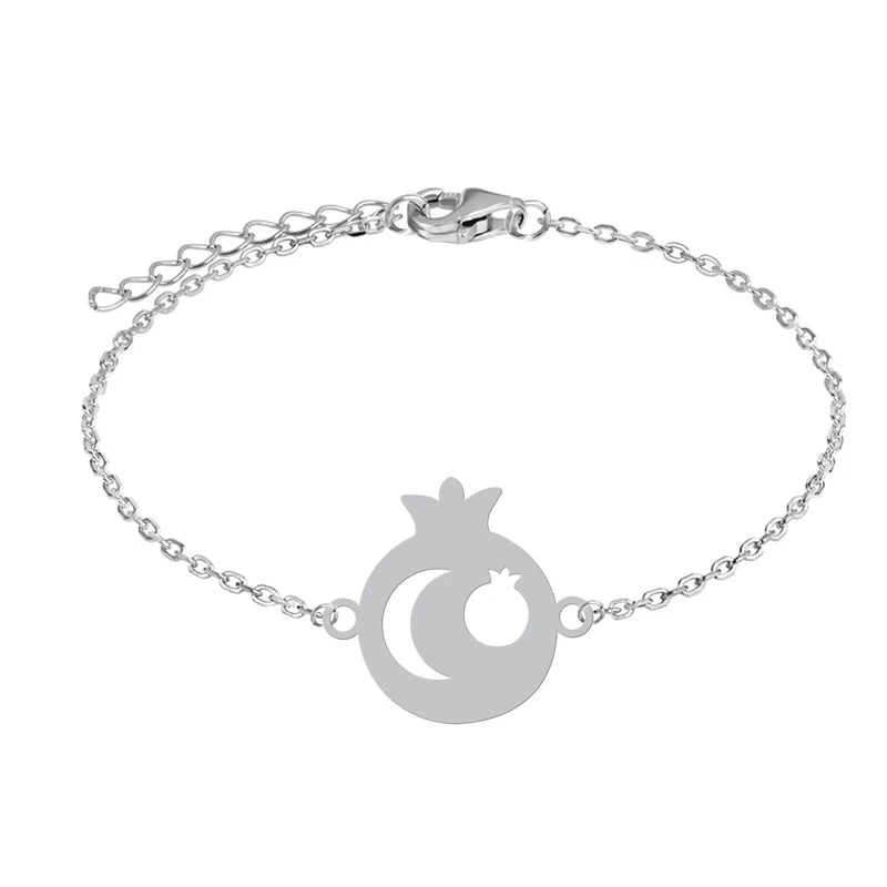 دستبند زنجیری زنانه هایکا طرح انار و ماه کد zd.h 352