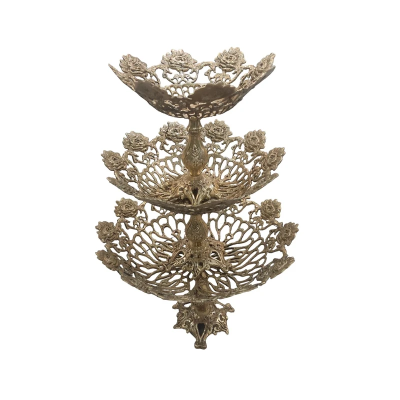 عکس شماره 4 : سرویس پذیرایی 3 پارچه برنزی مدل گل رز کد a111