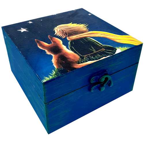 جعبه هدیه چوبی مدل هنری طرح شازده کوچولو کد SB71