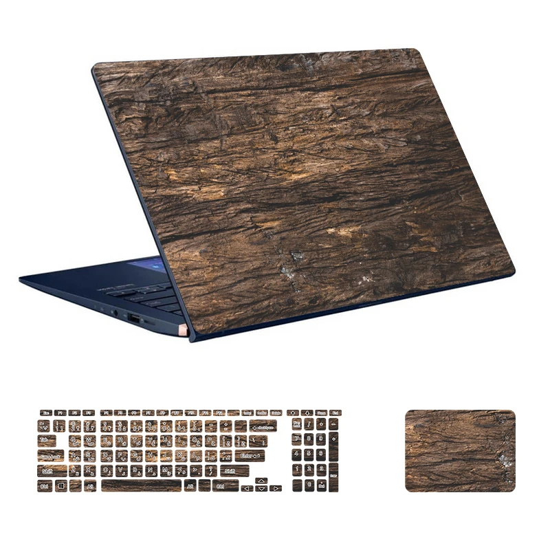  استیکر لپ تاپ توییجین و موییجین طرح WOOD کد 12 مناسب برای لپ تاپ 15.6 اینچ به همراه برچسب حروف فارسی کیبورد 
