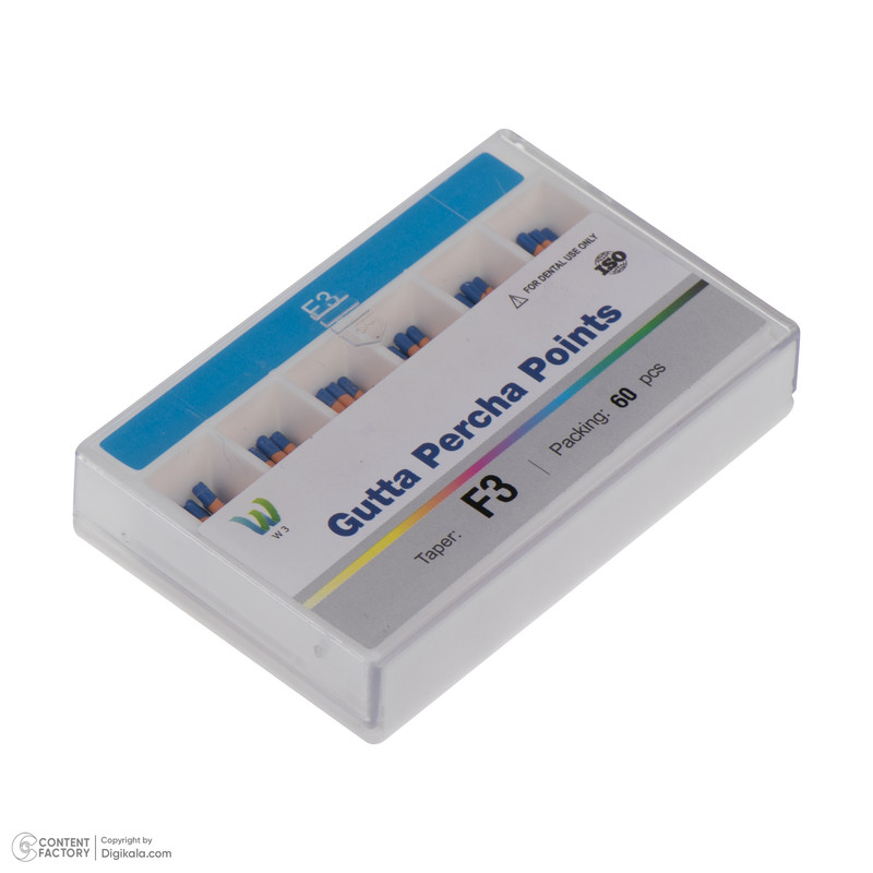 گوتا دندانپزشکی دبلیو تری مدل F3 بسته 60 عددی گوتا دندانپزشکی دبلیو تری مدل F3 بسته 60 عددی