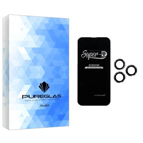 محافظ صفحه نمایش پیور گلس مدل NueGlas SuperD مناسب برای گوشی موبایل اپل iPhone 13 Pro Max  به همراه محافظ لنز گوشی