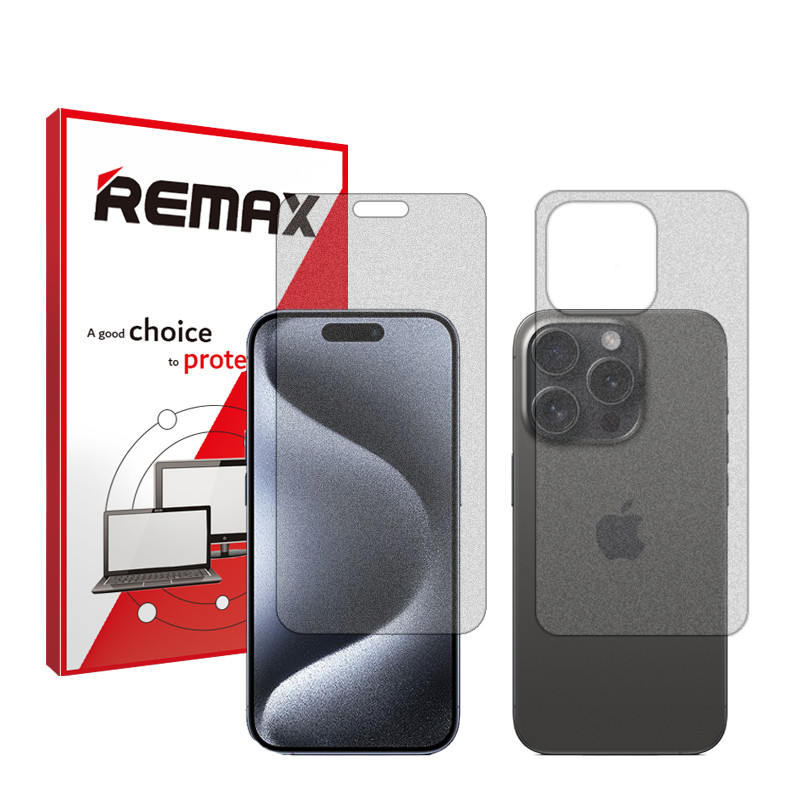 محافظ صفحه نمایش مات ریمکس مدل HyMTT مناسب برای گوشی موبایل اپل iPhone 15 Pro به همراه محافظ پشت گوشی