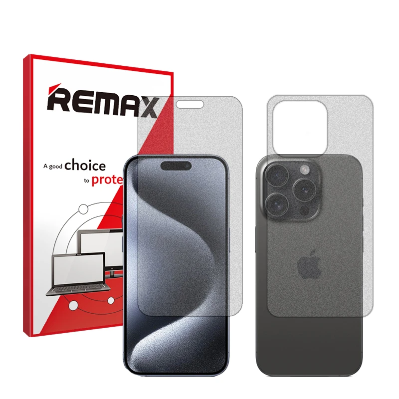 محافظ صفحه نمایش مات ریمکس مدل HyMTT مناسب برای گوشی موبایل اپل iPhone 15 Pro Max به همراه محافظ پشت گوشی
