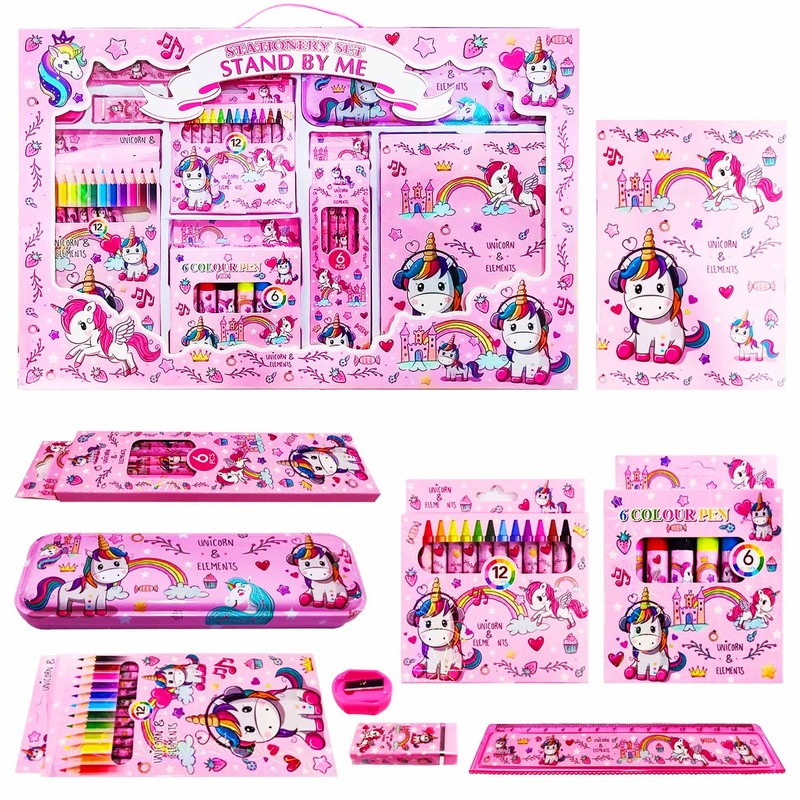 بسته لوازم تحریر مدل یونیکورن مجموعه 40 عددی