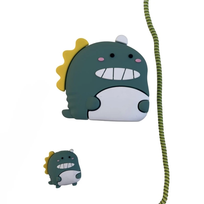 محافظ کابل و شارژر مدل دایناسور طرح Happy مجموعه 4 عددی مناسب برای شارژر 20W اپل