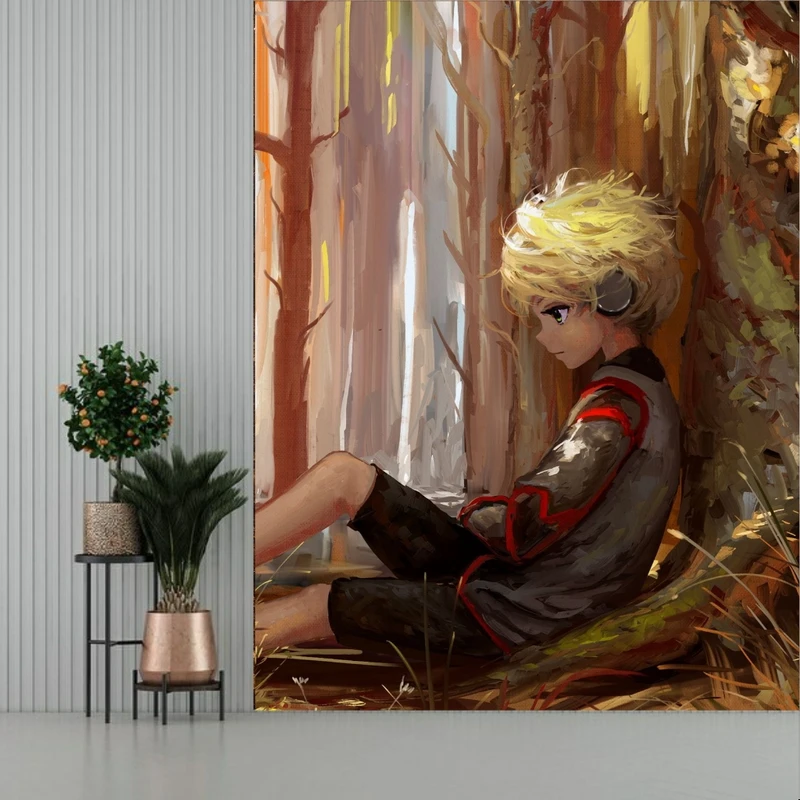 پوستر پارچه ای طرح انیمه پسر غمگین کد b32