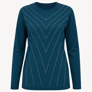 بلوز آستین بلند یقه گرد زنانه مدل 112447