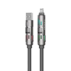 Earldom 4IN1 Silicone IC02 USB / USB-C to USB-C / Lightning Cable 1.2M