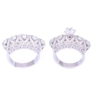 انگشتر نقره زنانه مدل 00124 مجموعه 2 عددی