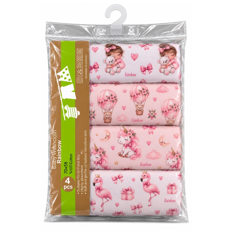 خشک کن کودک رینبو مدل Pink-Girl سایز 58×70 سانتی متر بسته 4 عددی