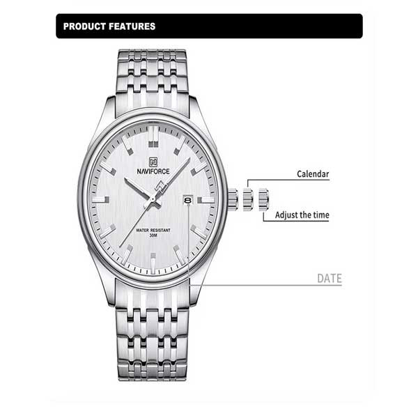 ساعت مچی عقربه ای زنانه نیوی فورس مدل NF8039L SSW ساعت مچی عقربه ای زنانه نیوی فورس مدل NF8039L SSW