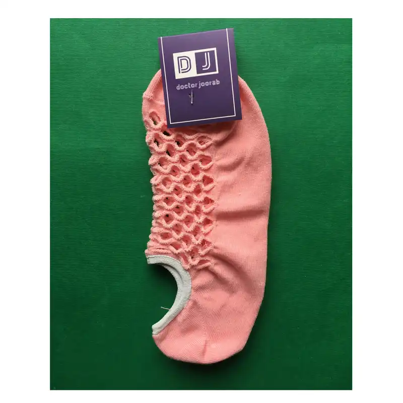 جوراب زنانه دکتر جوراب مدل مچی پنبه توری رنگ صورتی