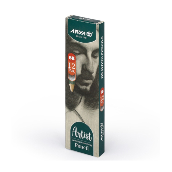 مداد طراحی آریا با درجه سختی B6 مدل آرتیست بسته 24 عددی