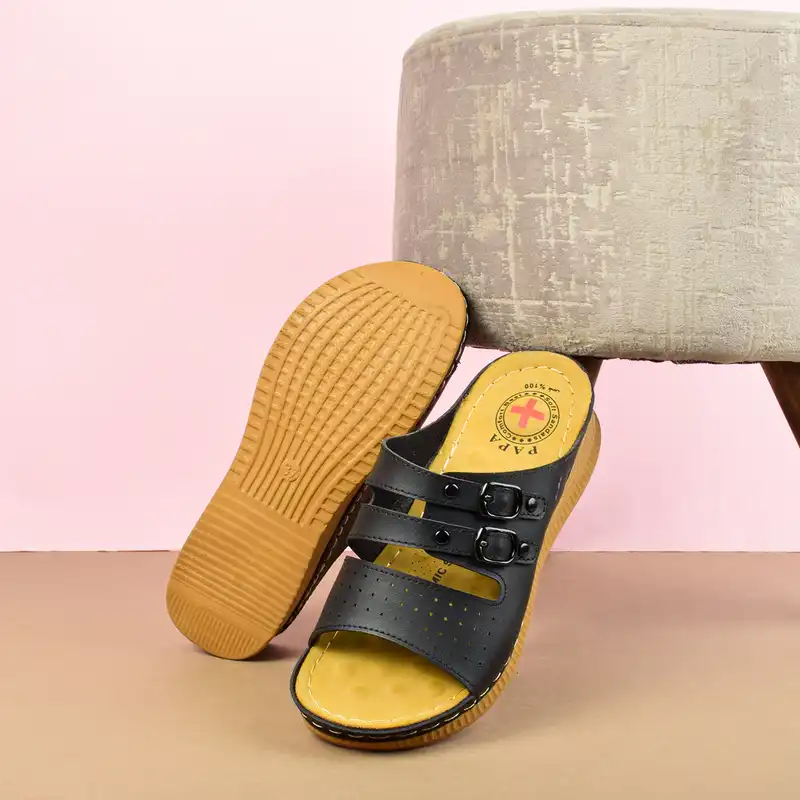 دمپایی زنانه پاپا مدل طبی دو سگک کد BK.4018