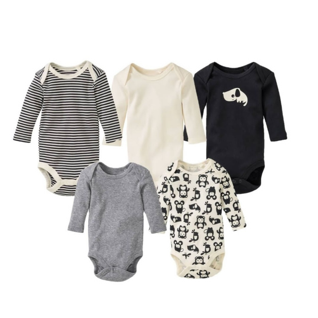 بادی آستین بلند نوزادی لوپیلو مدل IAN 308032 مجموعه پنج عددی