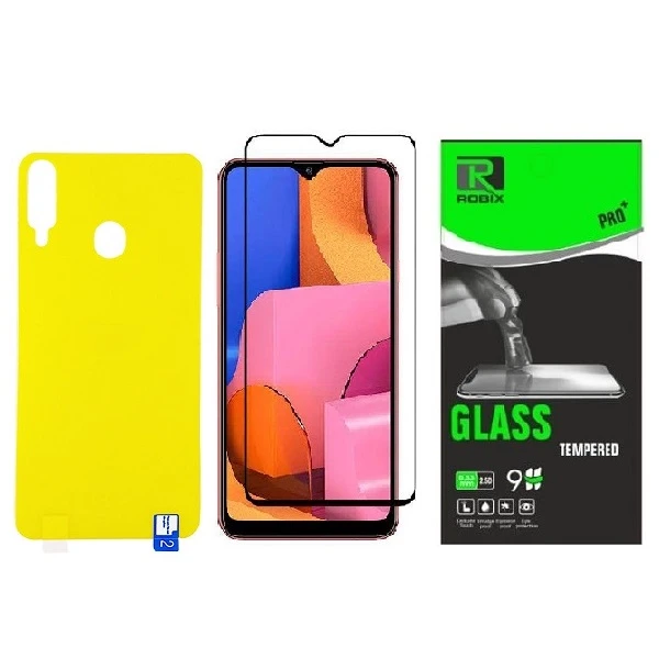 محافظ صفحه نمایش روبیکس مدل FL-A20s مناسب برای گوشی موبایل سامسونگ Galaxy A20s به همراه محافظ پشت گوشی
