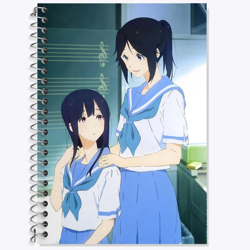 دفتر زبان 50 برگ خندالو مدل دو خط طرح کاساکی و میزور انیمه لیز و پرنده آبی کد 23820