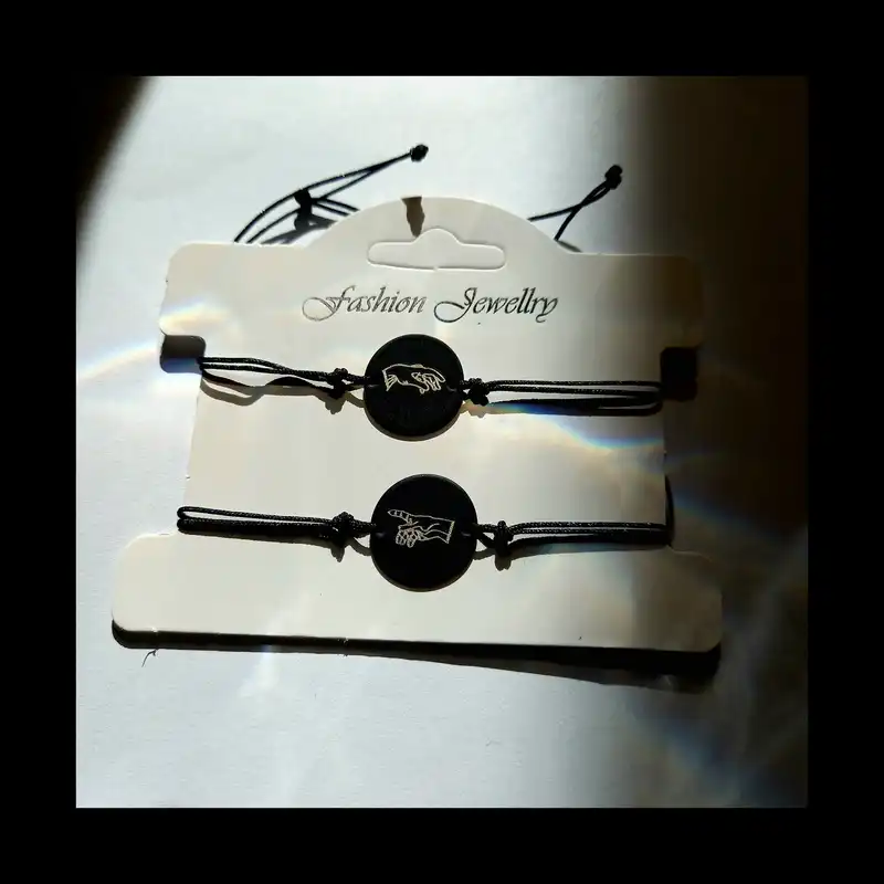 دستبند مدل دوستی دست طرح آفرینش میکل آنژ بسته 2 عددی